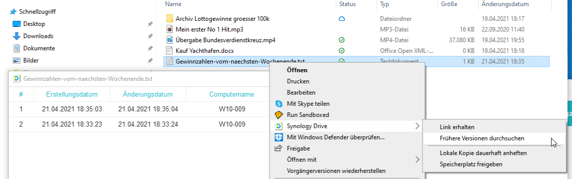 Drive Server Versionierung Synchronisierungsaufgaben