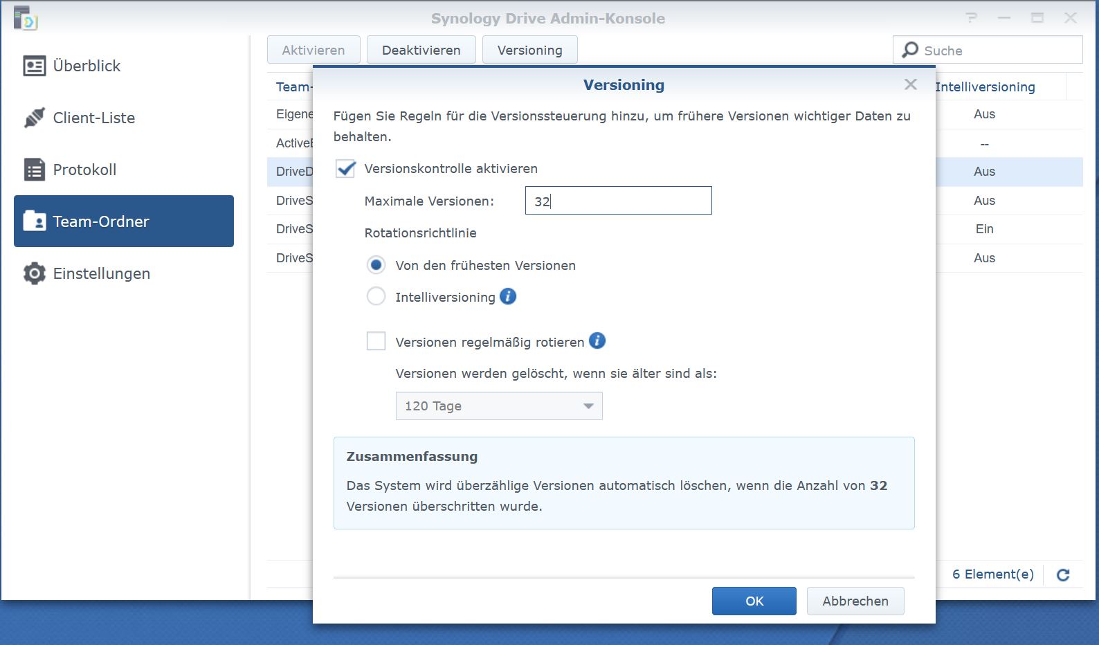 Drive Server Versionierung von Freigaben
