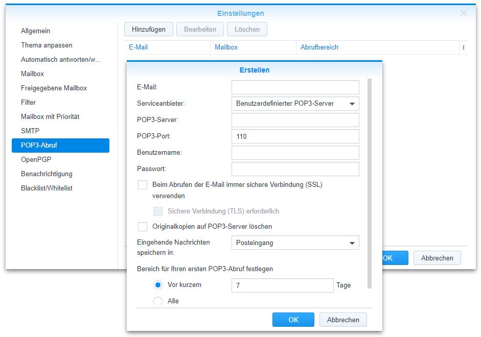 MailPlus Server Pop3 Abruf Sammeldienst