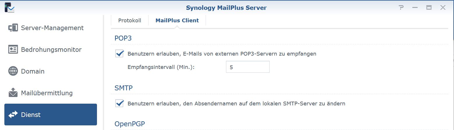Synology MailPlus Server Protokolle